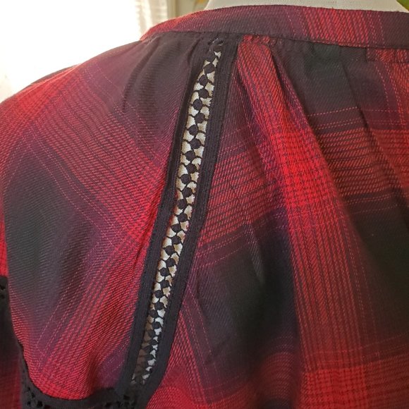 Knox Rose Buffalo Plaid Top Red L - Picture 4 of 5